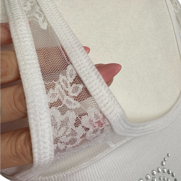 Bride Cotton & Lace Pink Bow Racerback Tank Top - Picture 6 of 12